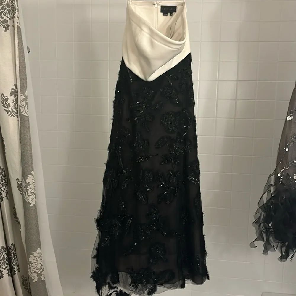 Sachin & Babi NOIR, black and white formal gown, size 4